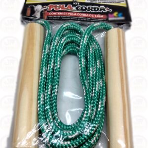 Corda De Pular Cabo De Madeira Corda de Algodão - Verde