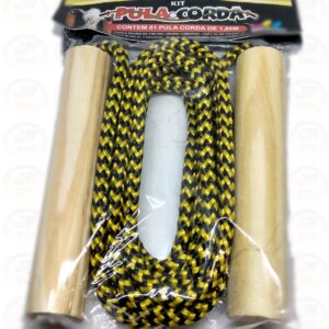 Corda De Pular Cabo De Madeira Corda de Algodão - Amarelo