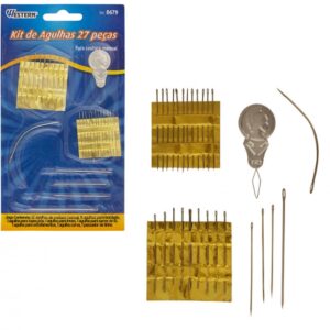 Kit Agulha Costura Remendar De Mão Bordar Couro