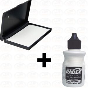 Kit Almofada Para Carimbos N 04 Grande + Tinta 40ml Preto