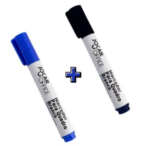 Caneta Para Quadro Branco Recarregável Kit Com 2 Pincéis