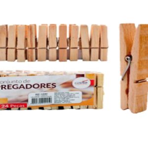 Pregador De Roupas Madeira 24 peças Clássico Retrô