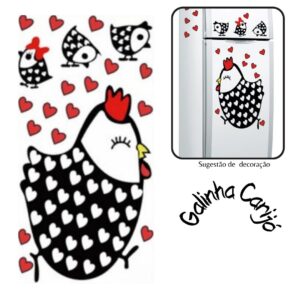 Adesivo Decorativo Parede Geladeira Fogão Cozinha - Galinha Carijó