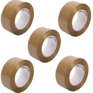 kit 5x Fita Adesiva Larga P/ Empacotamento De Caixas 48x100 Metros Marrom