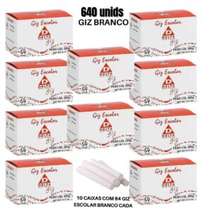 kit 10 x Giz Escolar Lousa Quadro Verde - Branco Comum 640 un