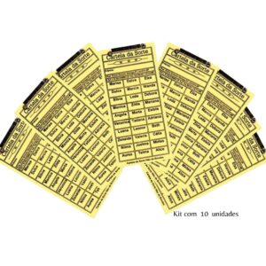 Kit c/ 10 Cartelas Rifas para Sorteios Cartela da Sorte - 30 Nomes