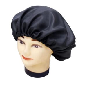 Touca Cetim Luxo Tecido Soft Antifrizz Cabelo Dormir Preta