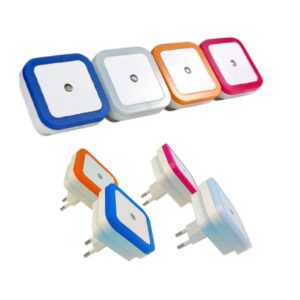 Abajur de Tomada Luminária Led Quadrado com Sensor Automático Rosa