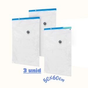 Kit 3 Sacos a Vácuo Organizador 50x60cm - Saco a Vácuo Roupas Viagem Economiza Espaço
